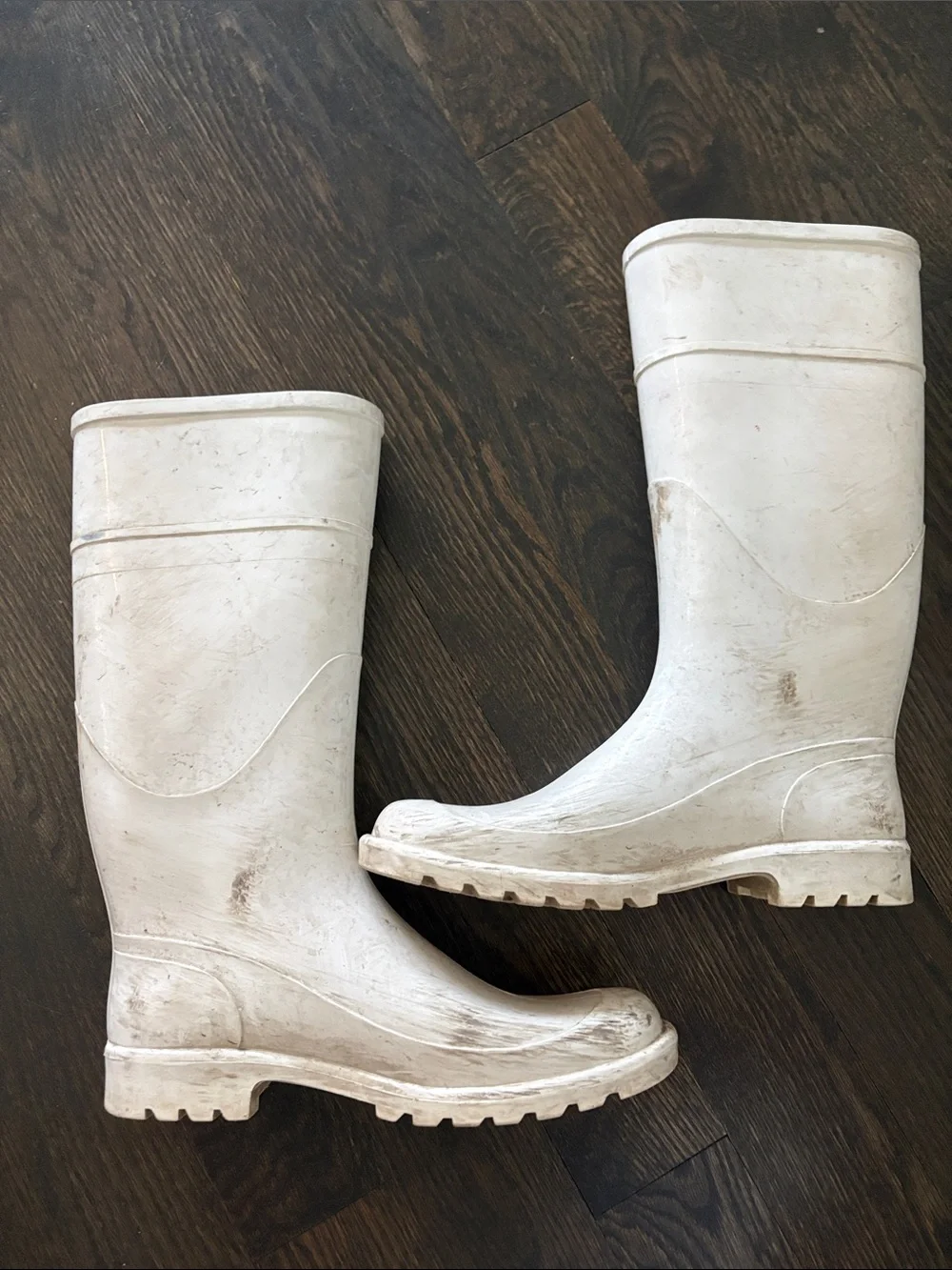 Burberry White Rain Boots with Red Logo Panels